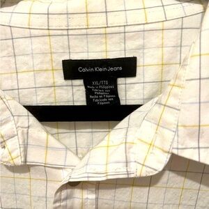 Calvin Klein Men’s Casual Button Down Short Sleeve Grid Shirt Size XXL. - EUC!